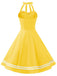 Abito a ruota scollo all'americana giallo anni '50