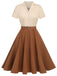Abito bottoni stile Biancaneve cachi anni '50