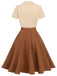 Abito bottoni stile Biancaneve cachi anni '50