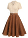 Abito bottoni stile Biancaneve cachi anni '50