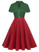 Abito bottoni stile Biancaneve cachi anni '50