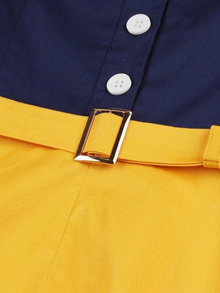 Abito bottoni stile Biancaneve cachi anni '50