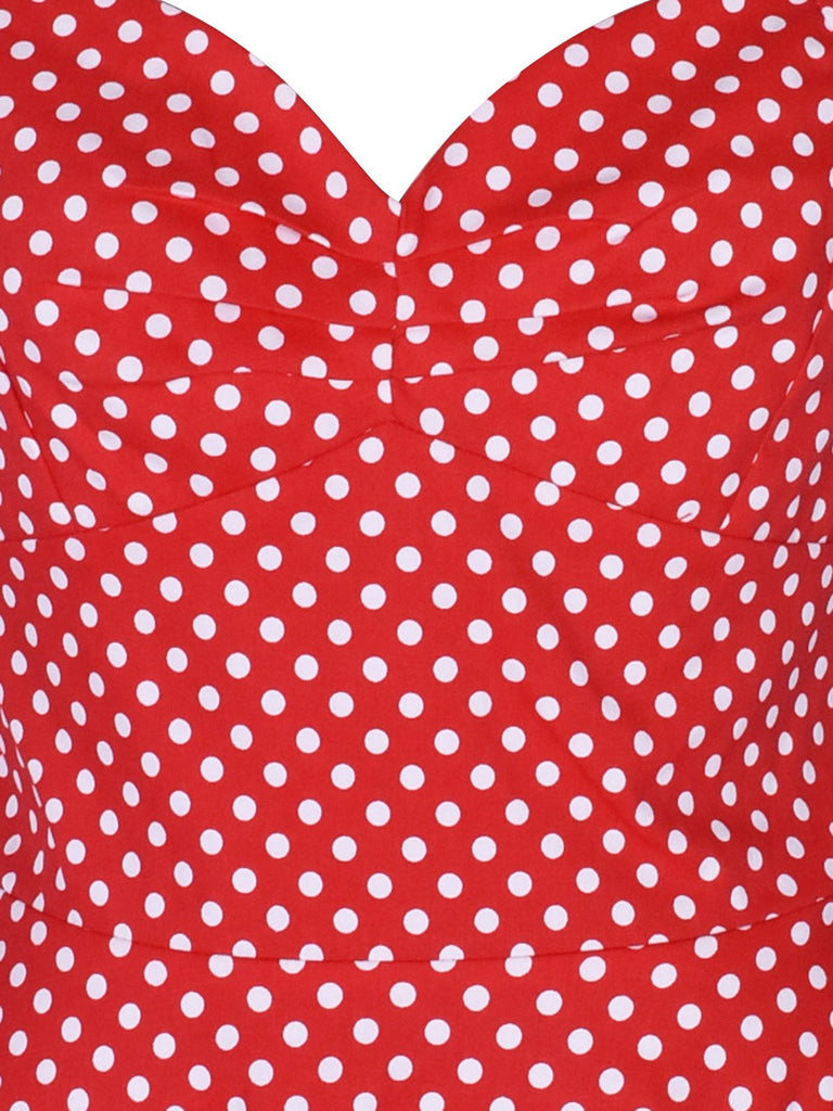 Abito a ruota a pois con scollo all'americana nero anni '50