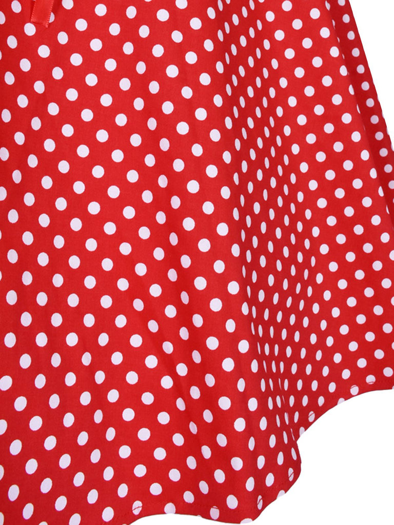 Abito a ruota a pois con scollo all'americana nero anni '50