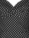 Abito a ruota a pois con scollo all'americana nero anni '50