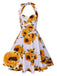 Abito a ruota con girasole bianco anni '50