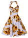 Abito a ruota con girasole bianco anni '50