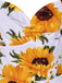 Abito a ruota con girasole bianco anni '50