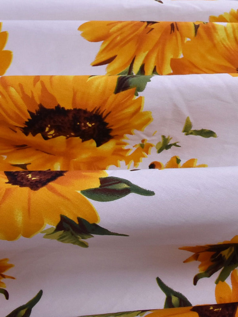 Abito a ruota con girasole bianco anni '50