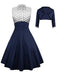 [Prevendita] 2PCS Abito a ruota a pois blu navy anni '50