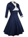 [Prevendita] 2PCS Abito a ruota a pois blu navy anni '50
