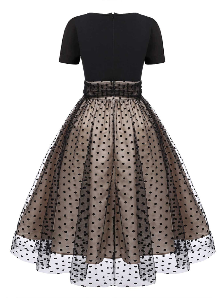 Abito a pois con set di accessori nero anni '50