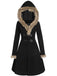 Cappotto con fibbia solida e rifiniture in pelliccia anni '50