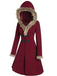 Cappotto con fibbia solida e rifiniture in pelliccia anni '50