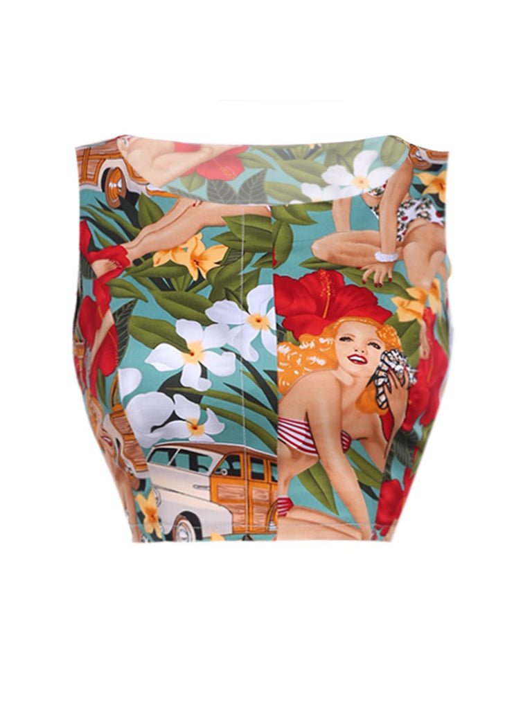 2PCS Top corta e gonna a tubino da donna retrò anni '60