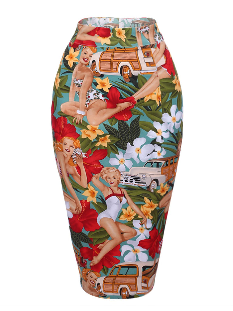 2PCS Top corta e gonna a tubino da donna retrò anni '60