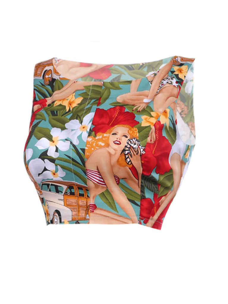 2PCS Top corta e gonna a tubino da donna retrò anni '60