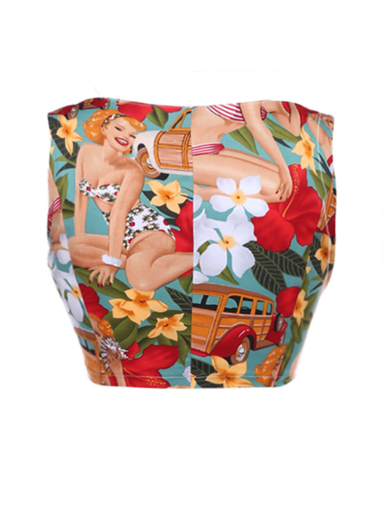 2PCS Top corta e gonna a tubino da donna retrò anni '60