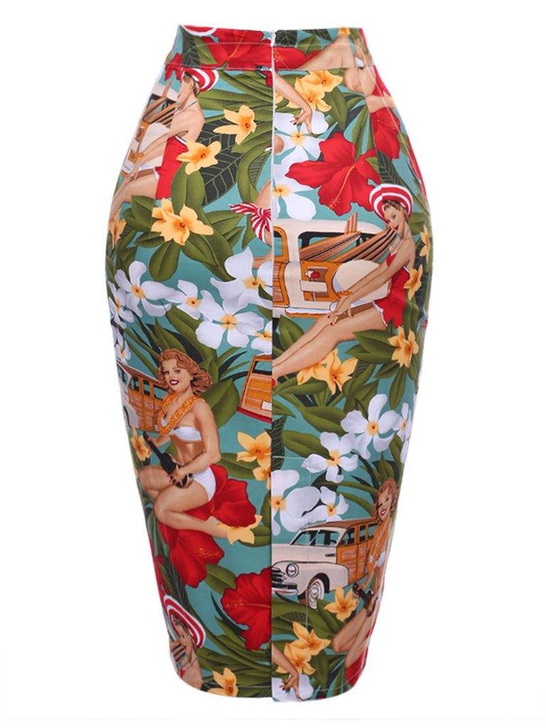 2PCS Top corta e gonna a tubino da donna retrò anni '60