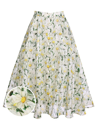 Copricostume floreale con bottoni bianco