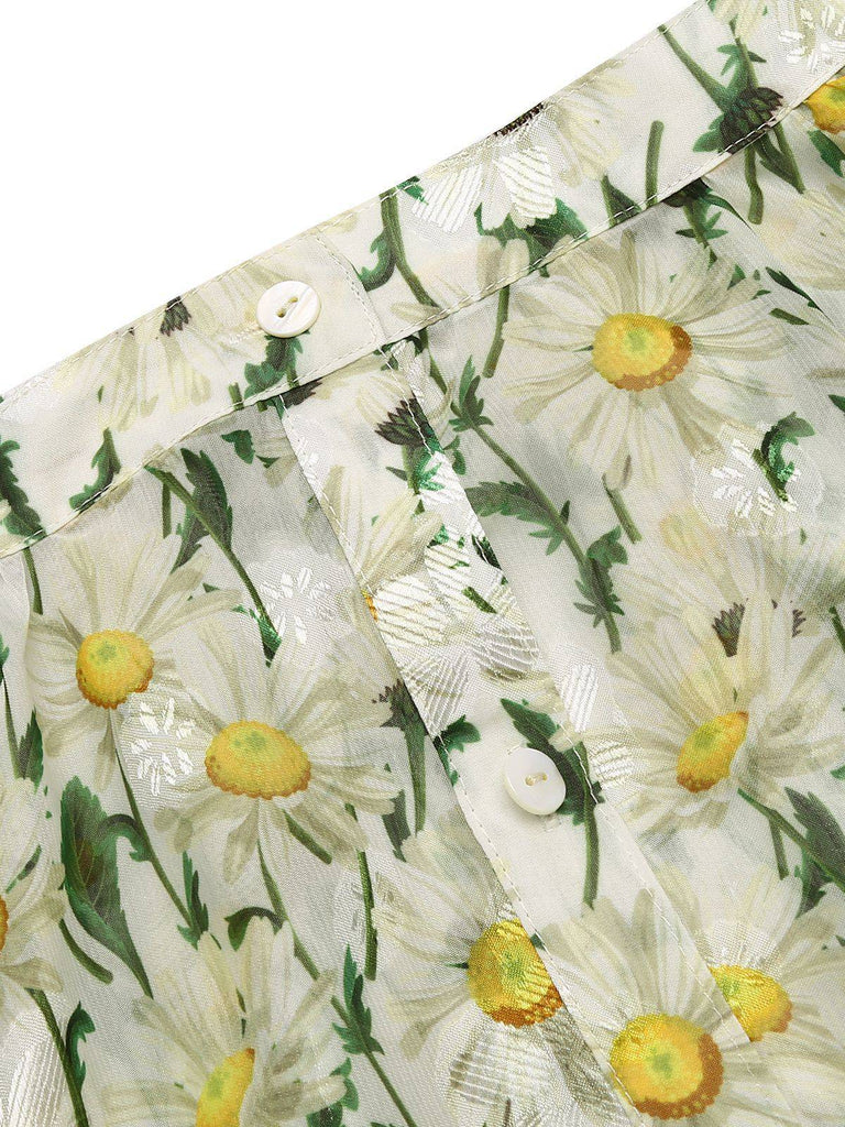 Copricostume floreale con bottoni bianco