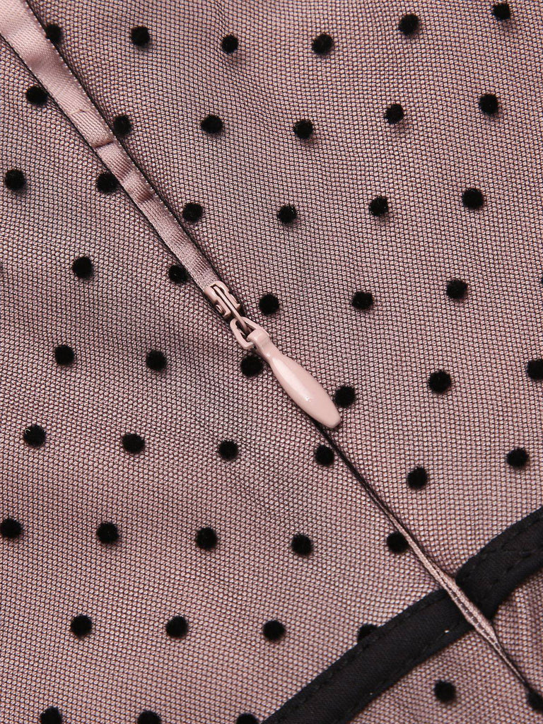 2PCS Abito a pois in pizzo fiocco spalline anni '50