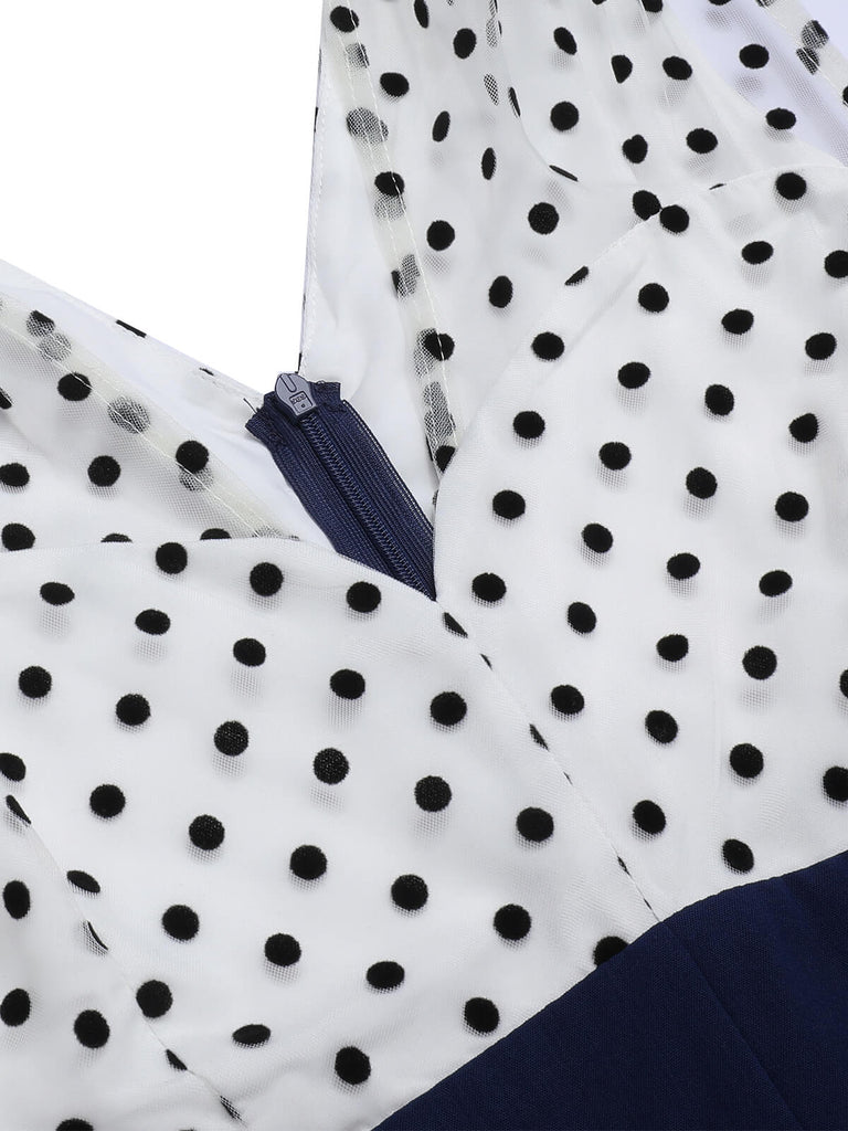Tuta lunga bottoni patchwork a pois anni '30