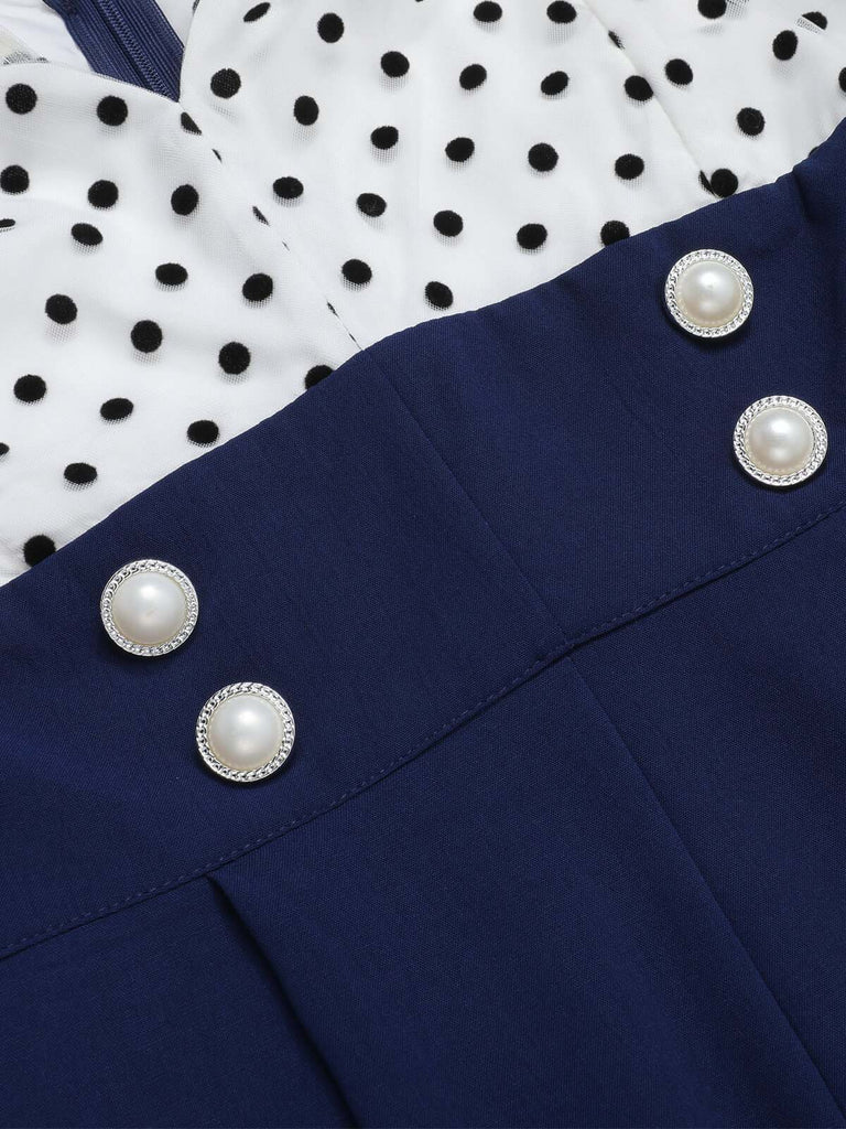Tuta lunga bottoni patchwork a pois anni '30