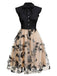 Abito vintage patchwork a farfalla nero anni '50