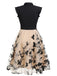 Abito vintage patchwork a farfalla nero anni '50