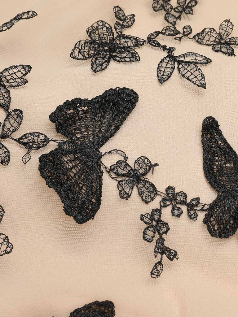 Abito vintage patchwork a farfalla nero anni '50