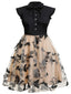 [Taglie forti] Abito vintage nero 1950 con patchwork a farfalla