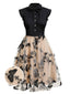 Abito vintage patchwork a farfalla nero anni '50