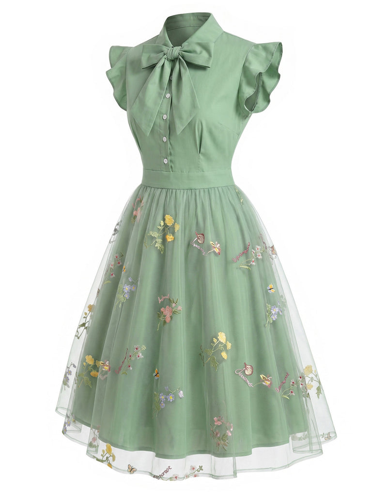 Abito vintage patchwork a farfalla nero anni '50