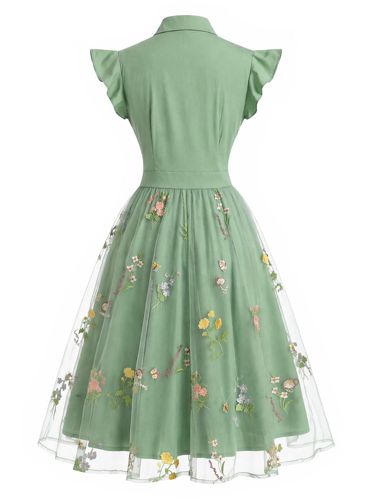 Abito vintage patchwork a farfalla nero anni '50