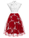 Abito vintage patchwork a farfalla rosso anni '50
