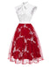 Abito vintage patchwork a farfalla rosso anni '50