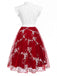 Abito vintage patchwork a farfalla rosso anni '50