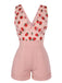 Tuta corta in pizzo patchwork rosa fragola anni '50