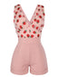 Tuta corta in pizzo patchwork rosa fragola anni '50