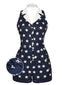 Tuta corta a stelle con risvolto blu navy anni '50