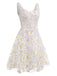 Abito con margherite 3D bianco anni '50