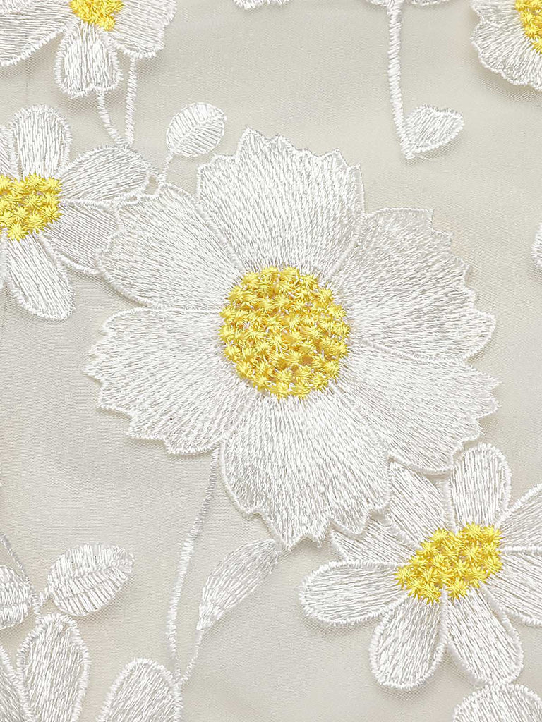 Abito con margherite 3D bianco anni '50