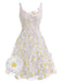 Abito con margherite 3D bianco anni '50