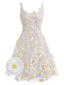 Abito con margherite 3D bianco anni '50
