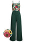 Tuta floreale 3D patchwork spalline sottili verde anni '30