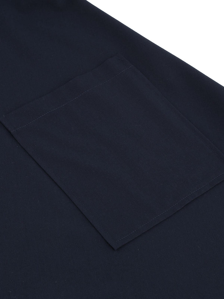 Abito a ruota con cintura in tinta unita blu navy anni '50