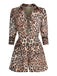 2PCS Tuta corta con revers leopardo e gonna cachi anni '50