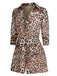 2PCS Tuta corta con revers leopardo e gonna cachi anni '50
