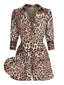Tuta corta vintage con lacci e revers leopardo anni '50